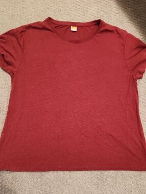 NEW ONNO HEMP Simple Crewneck T-Shirt in Deep Red XXL